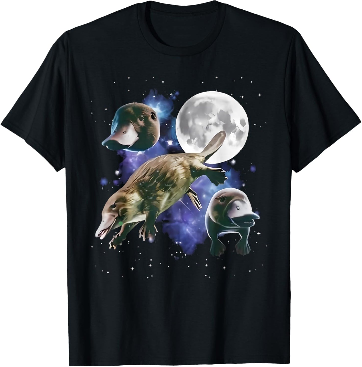 Vintage Three Platypus Howling at The Moon Animal Lovers T-Shirt - T-Shirt | Black