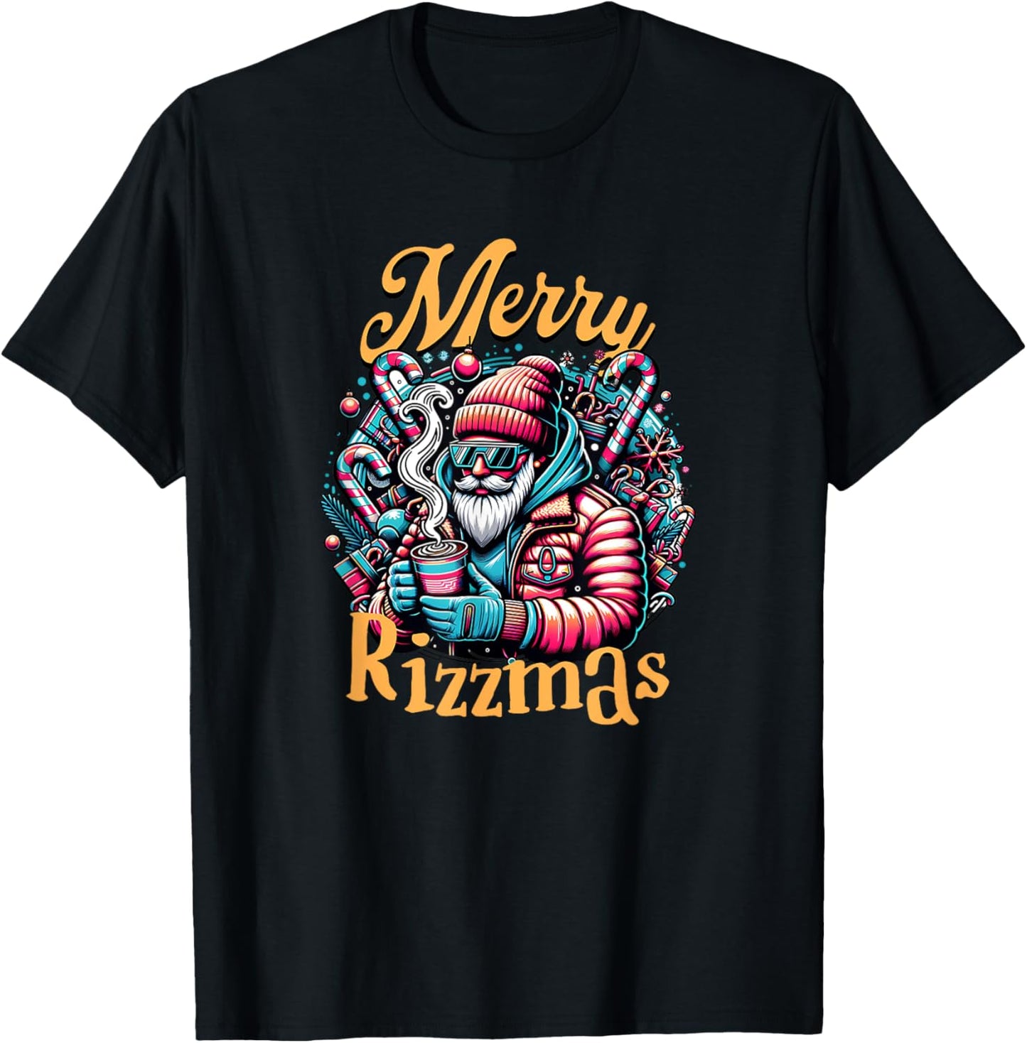 Merry Rizzmas, viral influencer skibidi christams brain rot T-Shirt - T-Shirt | Black