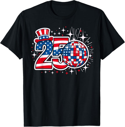 Celebrate 250 United States Big Anniversary T-Shirt - T-Shirt | Black