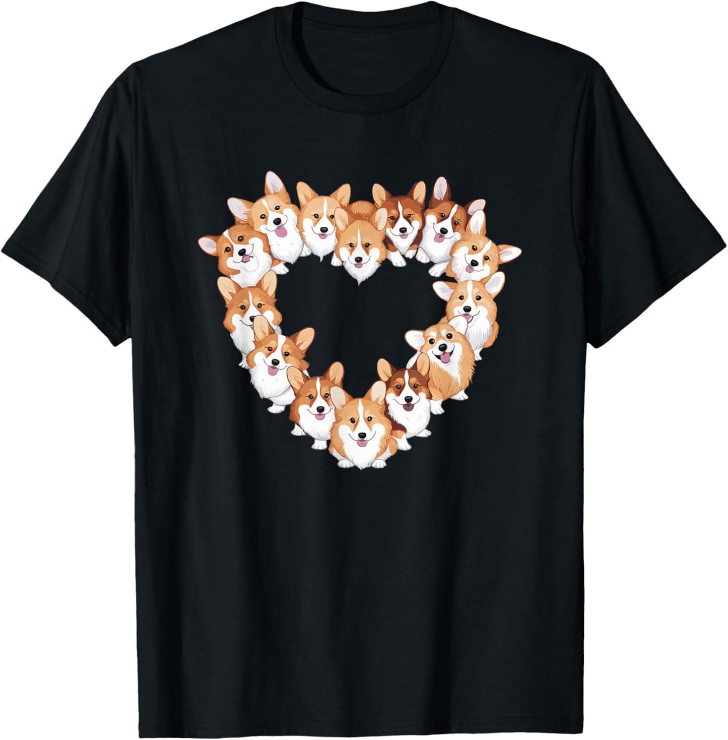 Heart Pembroke Welsh Corgi Corgis T-Shirt - T-Shirt | Black