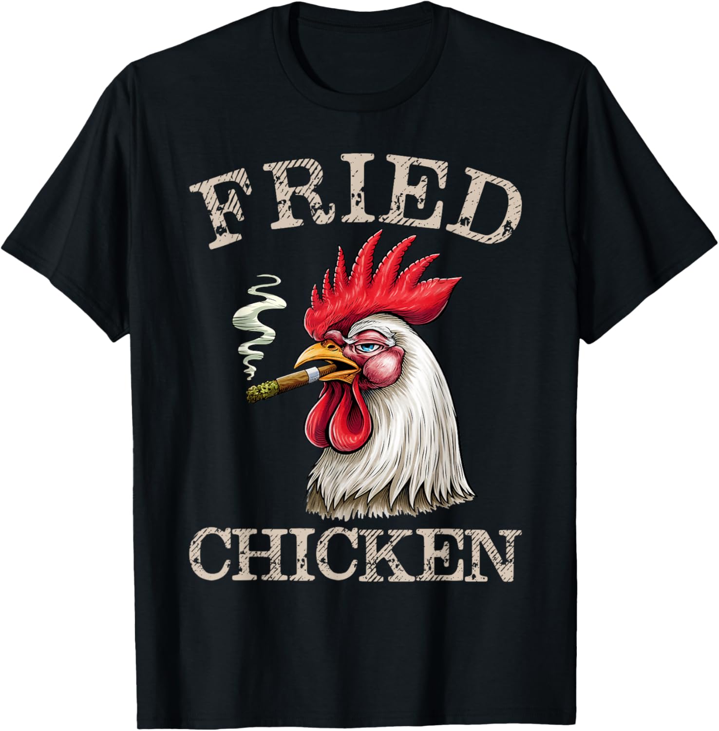Fried Smoking Chicken 420 Marijuana Graphic Weed Men Women T-Shirt - T-Shirt | Black