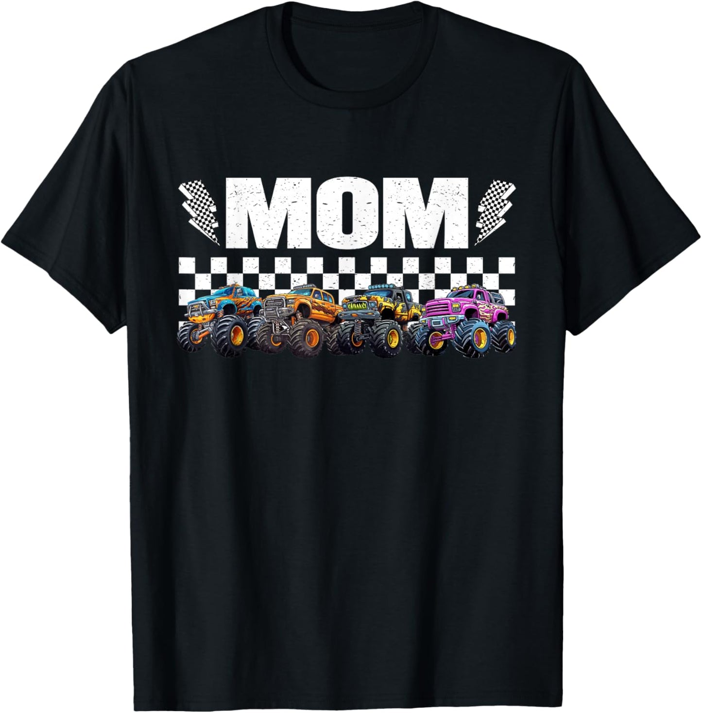 Mom Retro Monster Truck Family Crew Birthday Matching T-Shirt - T-Shirt | Black