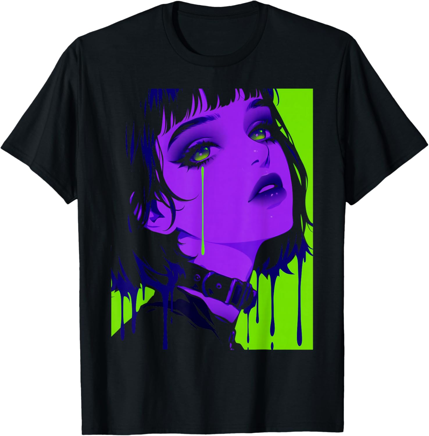 Cybergoth Cybercore Grunge Punk Goth Girl Alt Anime Manga T-Shirt - T-Shirt | Black