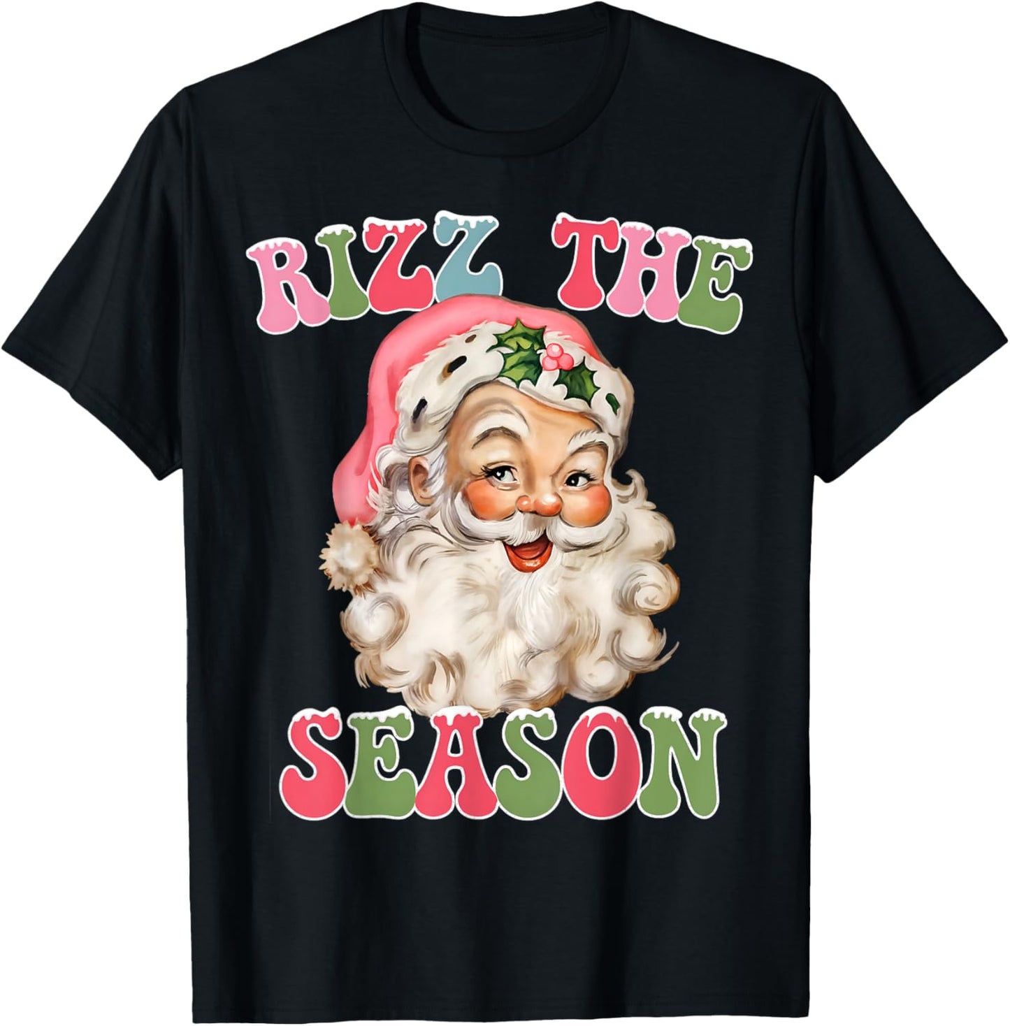 Rizz the Season Funny Christmas Rizzmas Santa Claus Rizzler T-Shirt - T-Shirt | Black