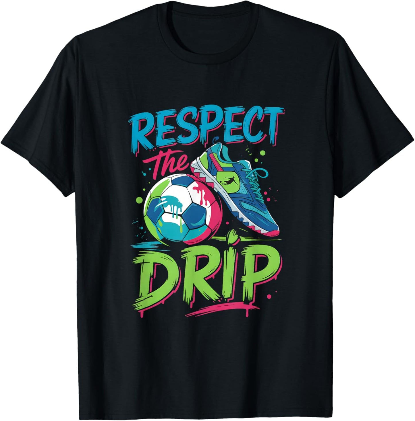 Soccer Drip Melting Ice Cream Respect The Drip Boys T-Shirt - T-Shirt | Black