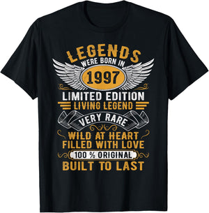 Legends Were Born In 1997 Vintage Born in 1997 Birthday T-Shirt - T-Shirt | Black