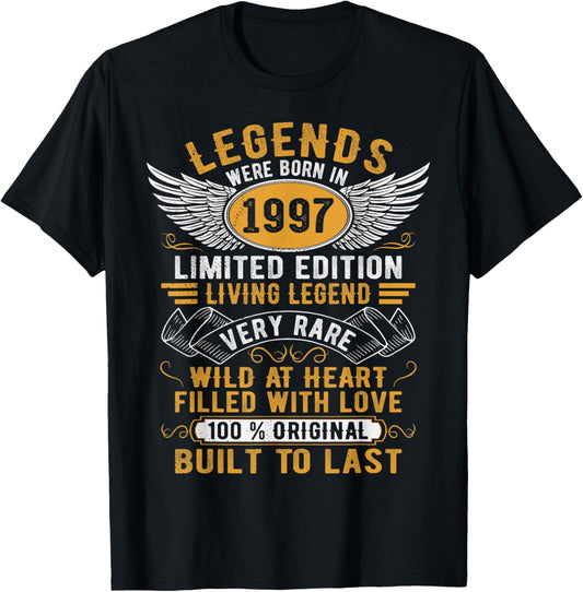 Legends Were Born In 1997 Vintage Born in 1997 Birthday T-Shirt - T-Shirt | Black