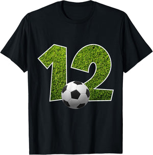 Number 12 Years Soccer 12TH Birthday T-Shirt - T-Shirt | Black
