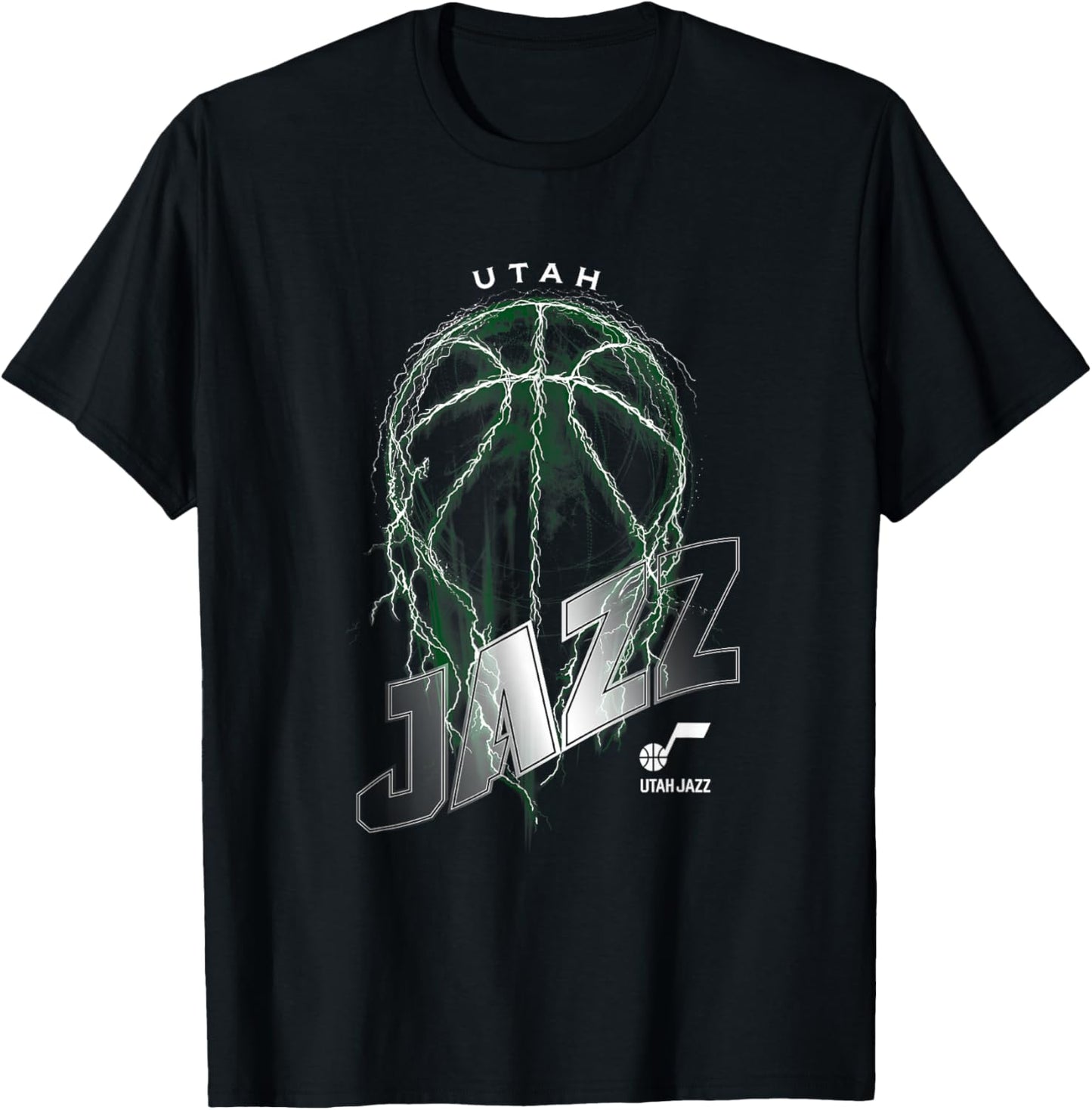 NBA Utah Jazz Lightning Bolt Basketball Logo T-Shirt - T-Shirt | Black
