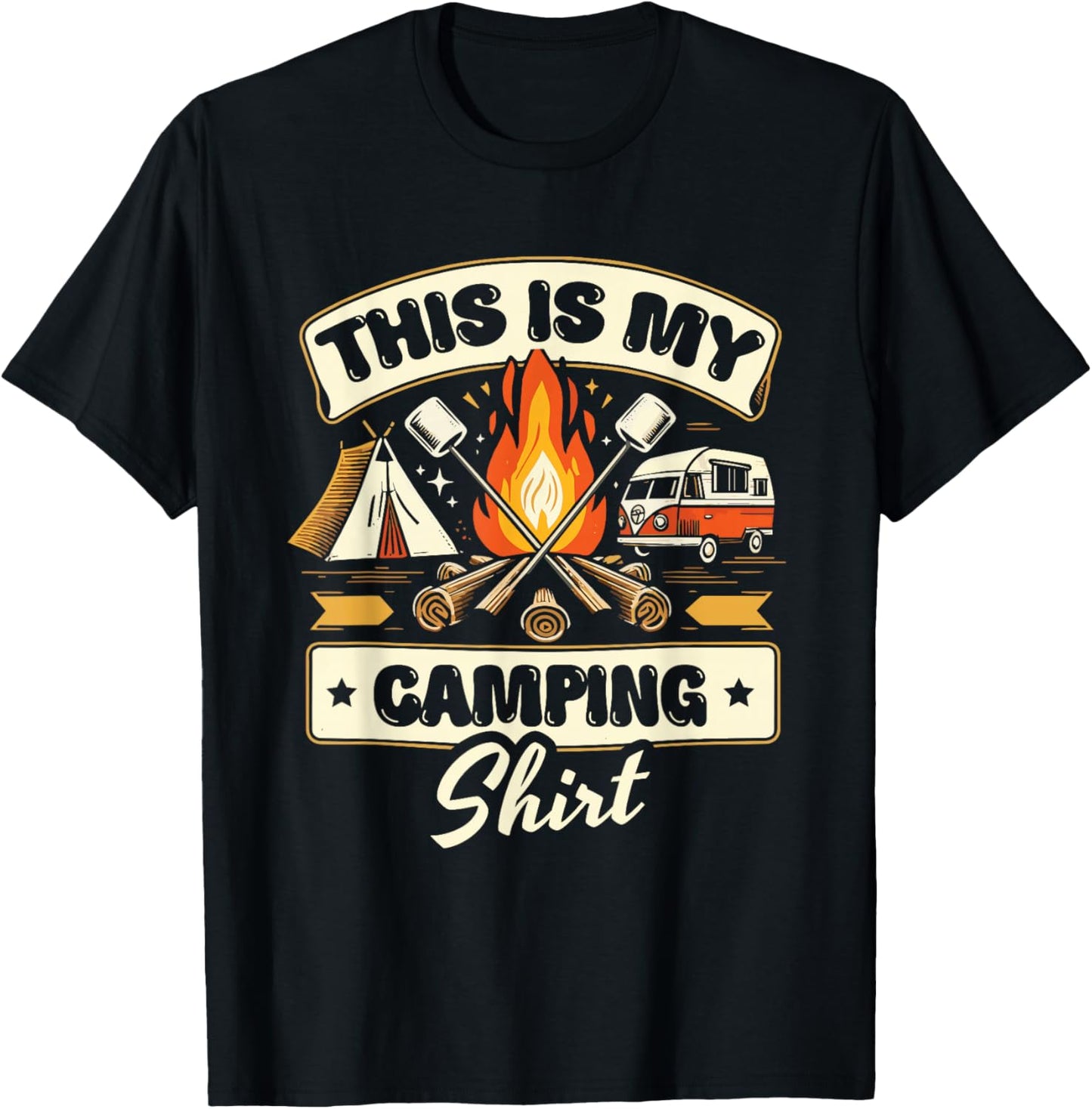 Funny Glamping Camping Lover Design T-Shirt - T-Shirt | Black