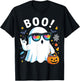 Rock Ghost Retro Pumpkin Boo Funny Halloween Shirt T-Shirt - T-Shirt | Black