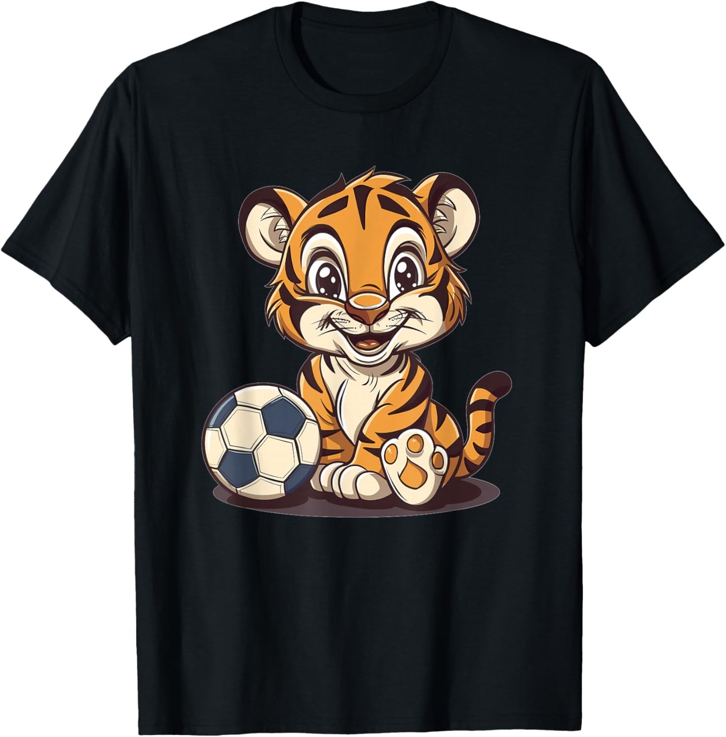 Cute Soccer Tiger T-Shirt - T-Shirt | Black