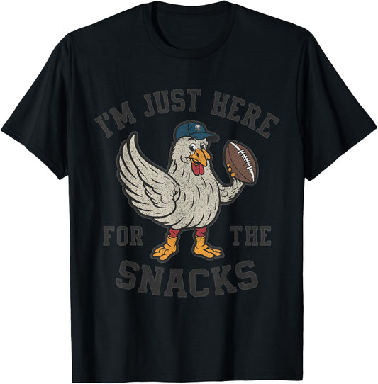 Funny I'm Just Here For The Snacks Football T-Shirt - T-Shirt | Black