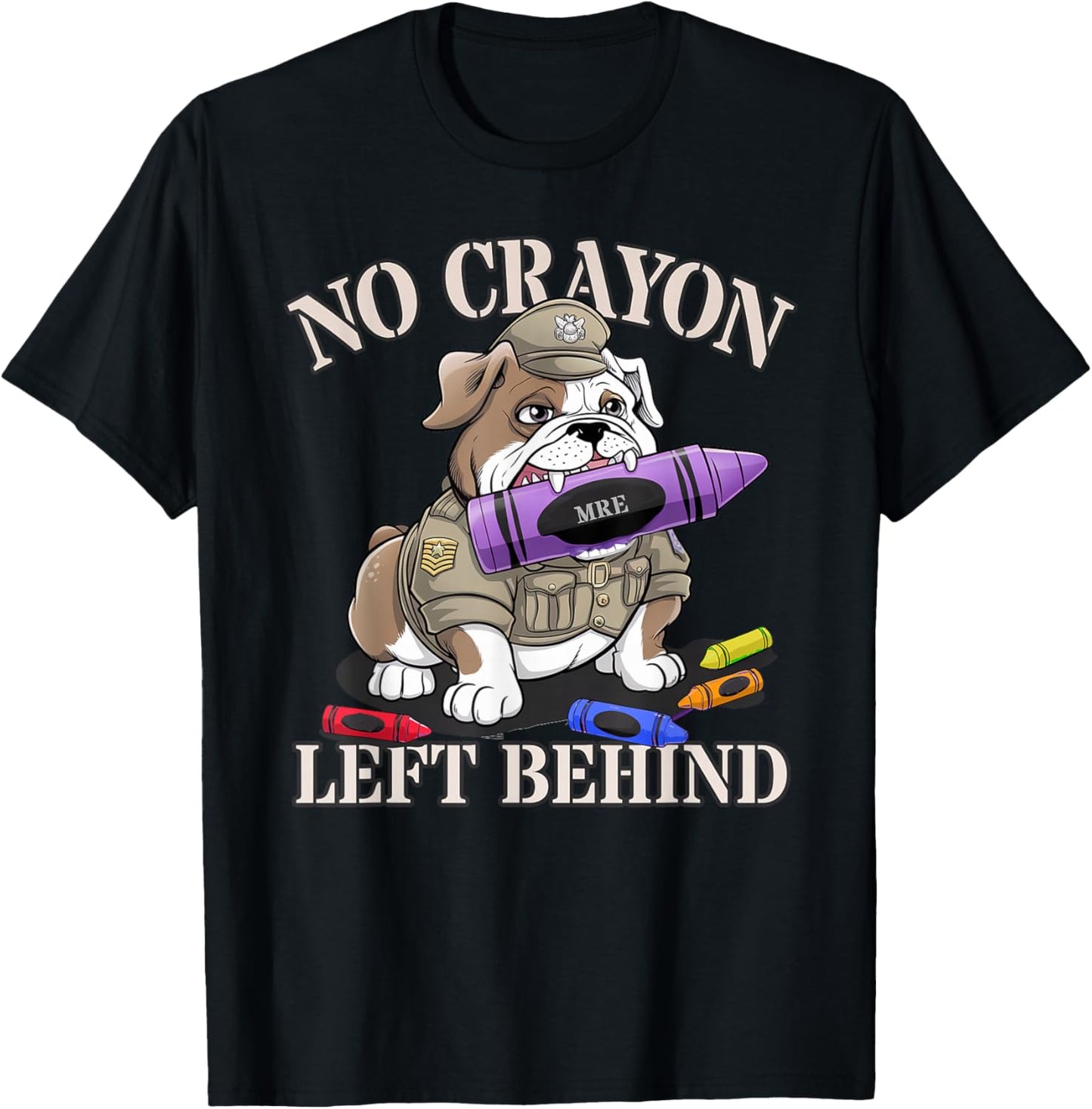 Funny No Crayon Left Behind Officer Military Corps Eater Gag T-Shirt - T-Shirt | Black