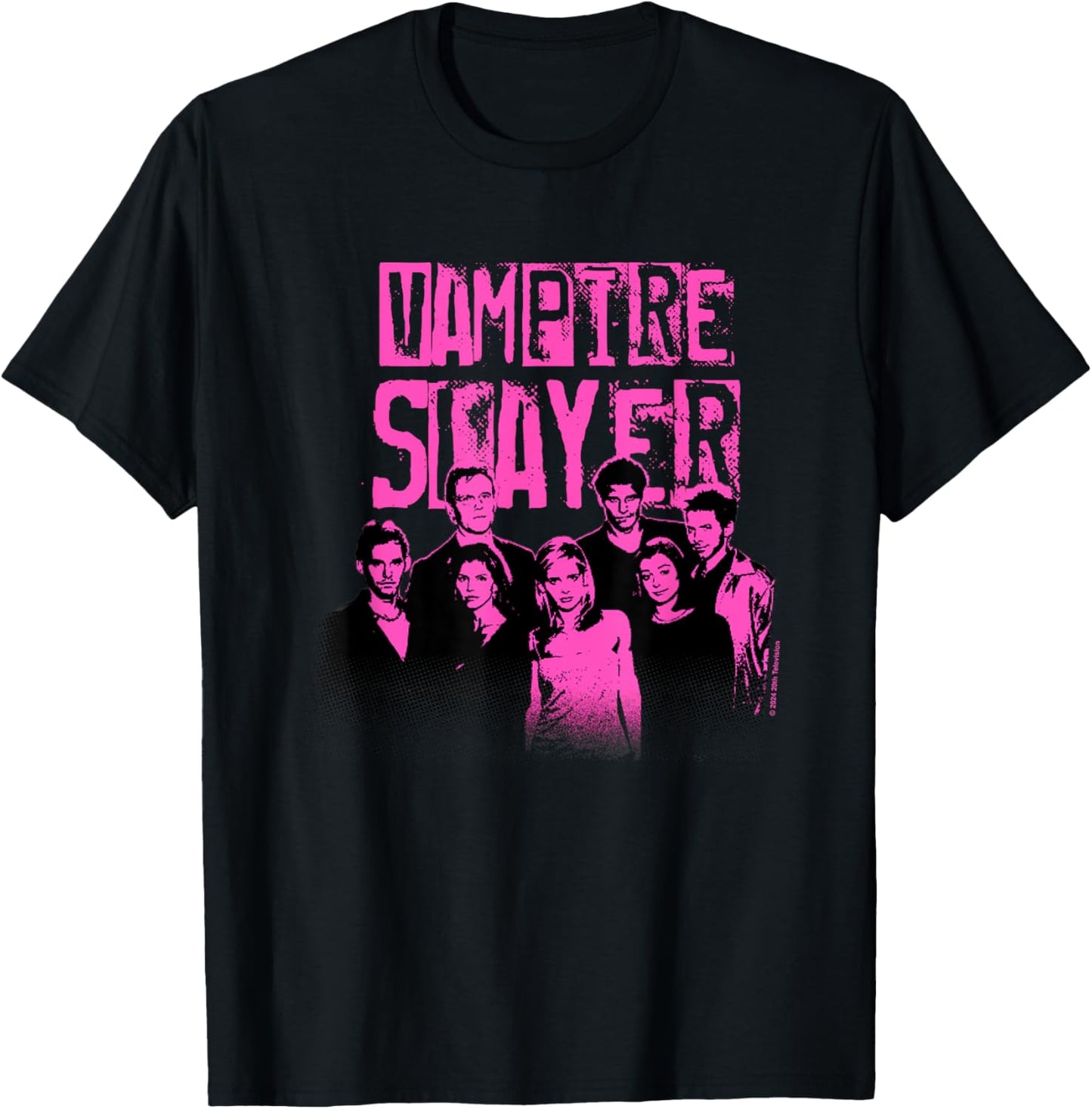 Buffy The Vampire Slayer Main Characters Faded Group Logo T-Shirt - T-Shirt | Black