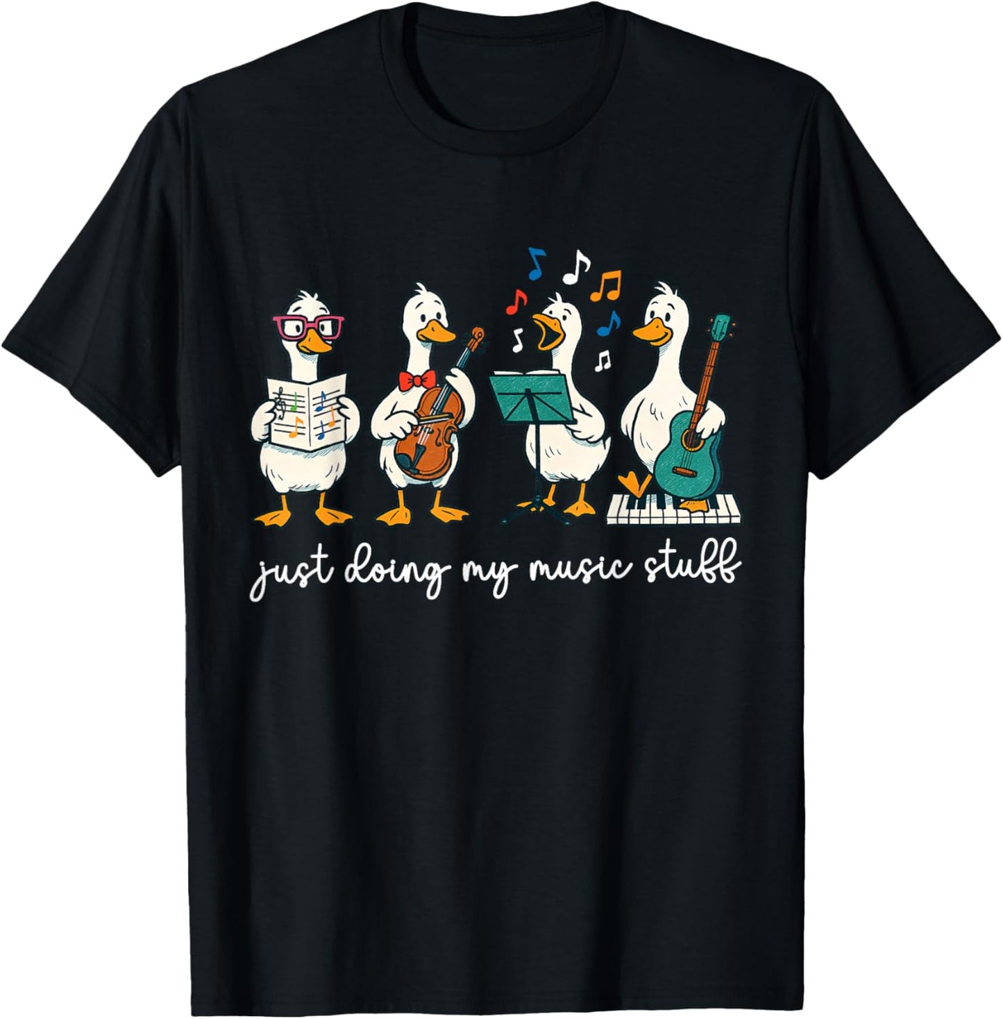 Silly Goose Musician Cute Band Music Teacher Choir Chorister T-Shirt - T-Shirt | Black