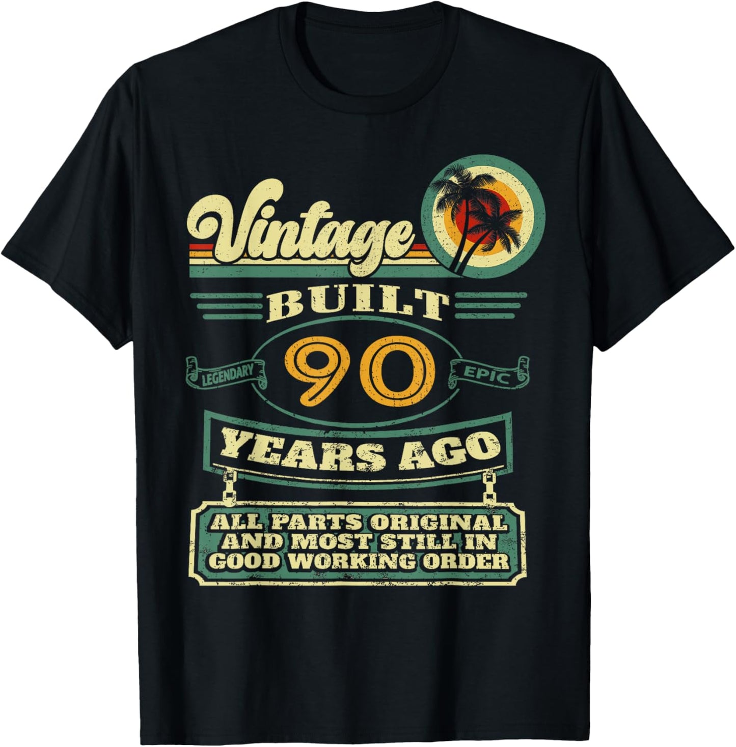 Built 90 Years Ago Vintage 90th Birthday T-Shirt - T-Shirt | Black