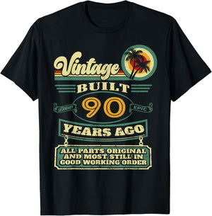 Built 90 Years Ago Vintage 90th Birthday T-Shirt - T-Shirt | Black