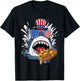 funny Shark Eating Pizza 4th of july shark glasses usa flag Kids Men T-Shirt - T-Shirt | Black