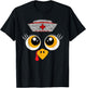 Thanksgiving Scrub Tops Women Turkey Face Nurse Holiday T-Shirt - T-Shirt | Black