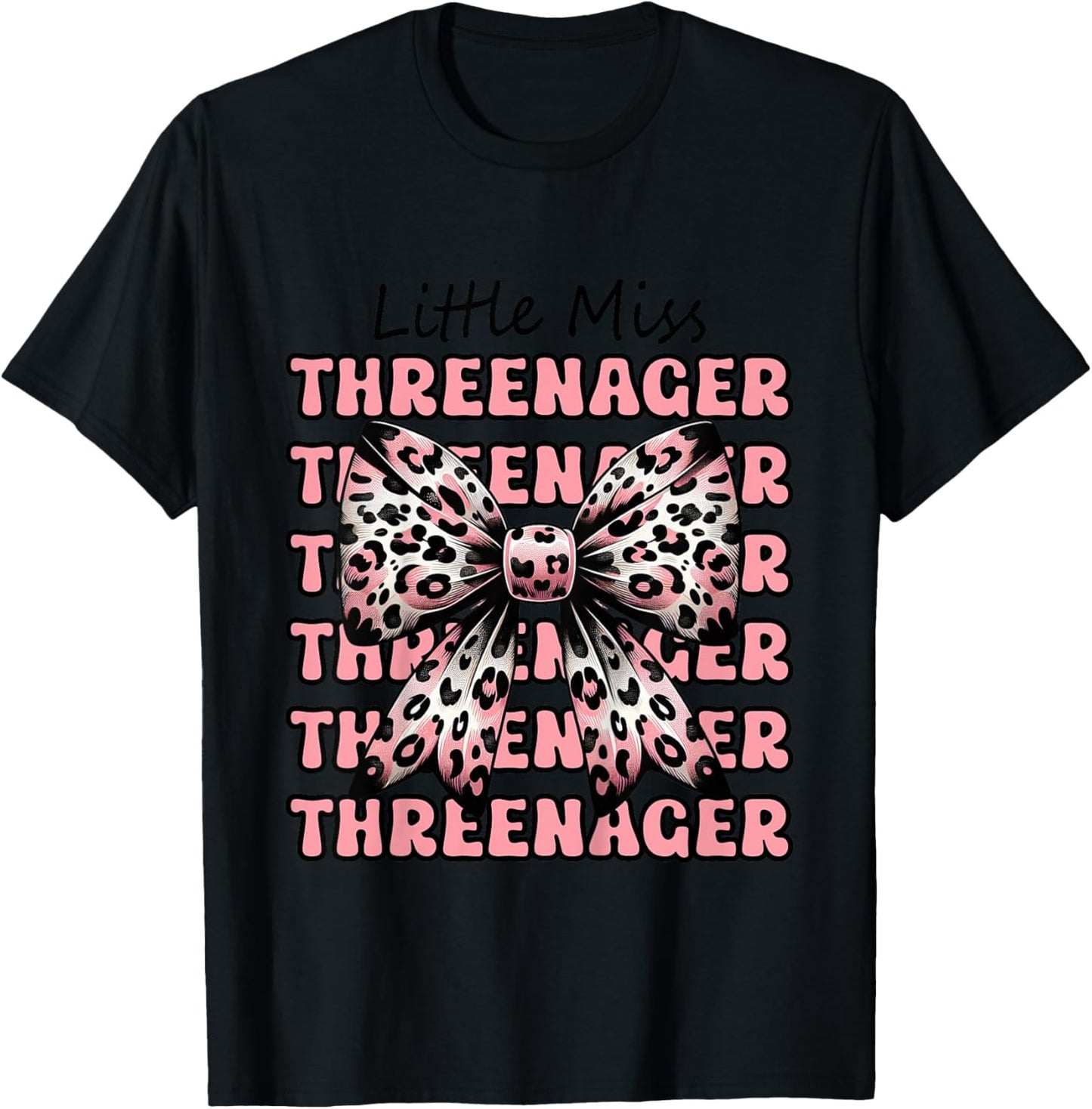 Kids Little Miss Threenager Coquette Bow Birthday 3 Years T-Shirt - T-Shirt | Black