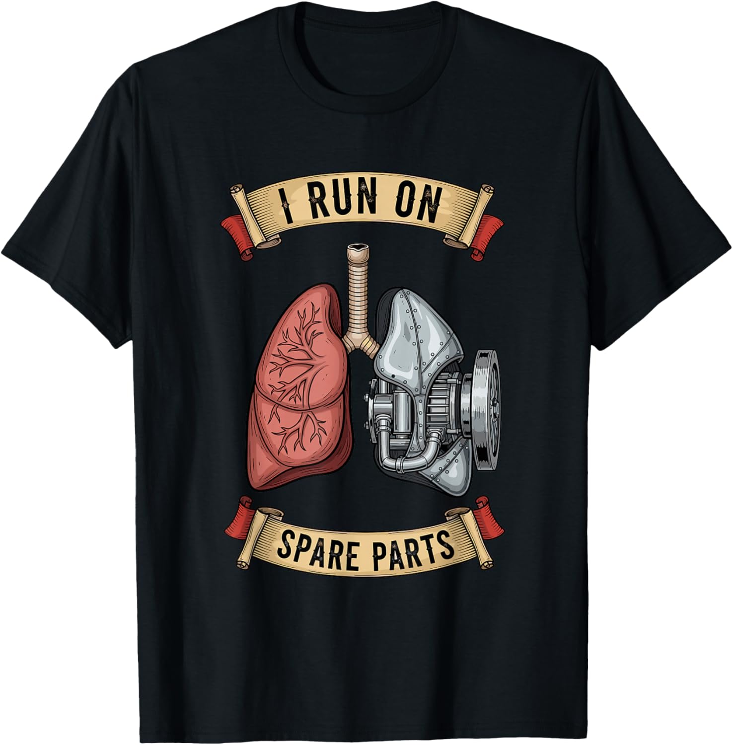 I Run On Spare Parts Lung Transplant T-Shirt - T-Shirt | Black
