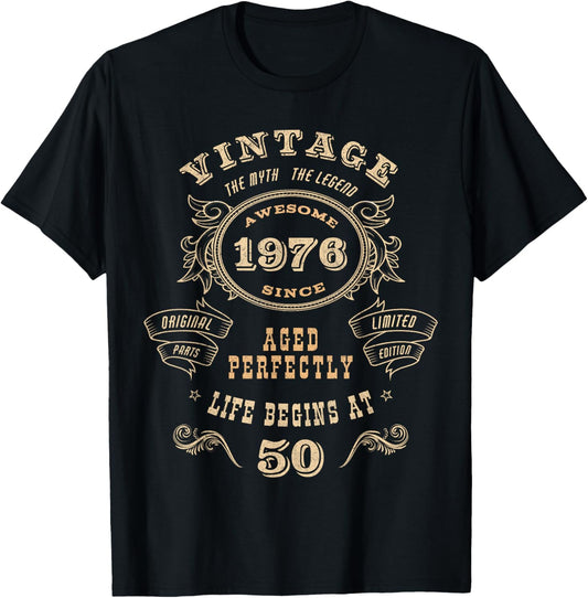 50-Year-Old 50th Birthday - Vintage 1976 T-Shirt - T-Shirt | Black
