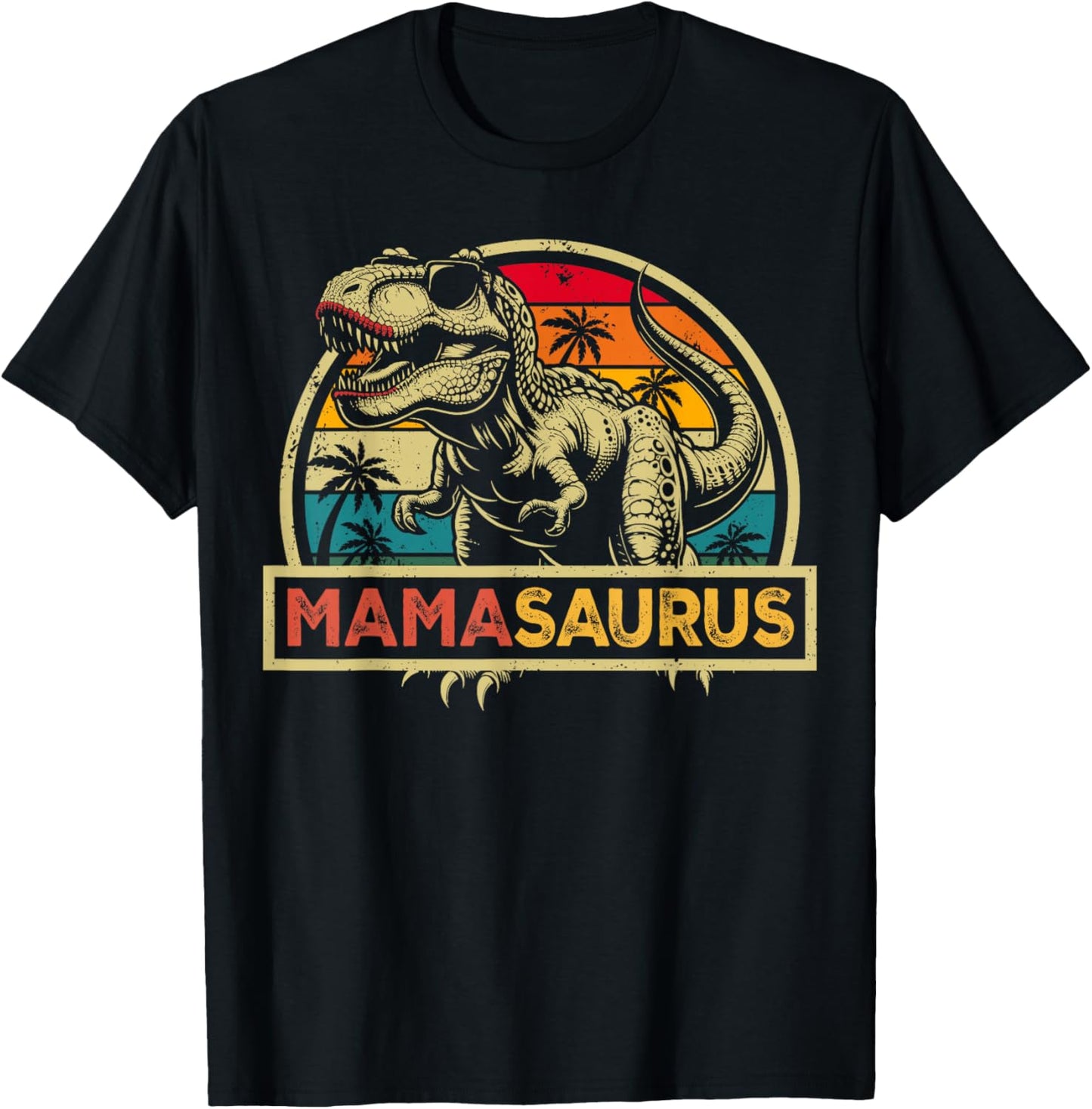 Mamasaurus T Rex Dinosaur Mama Saurus Family Matching T-Shirt - T-Shirt | Black