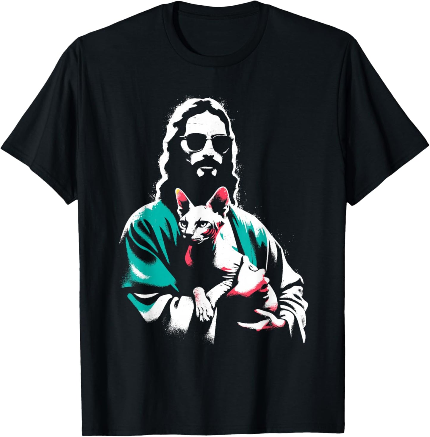 Jesus Sphynx Cat - Funny Christian Religious Sphynx Lover T-Shirt - T-Shirt | Black
