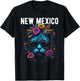 New Mexico USA Cat Wearing Sunglasses and Flowers Design T-Shirt - T-Shirt | Black