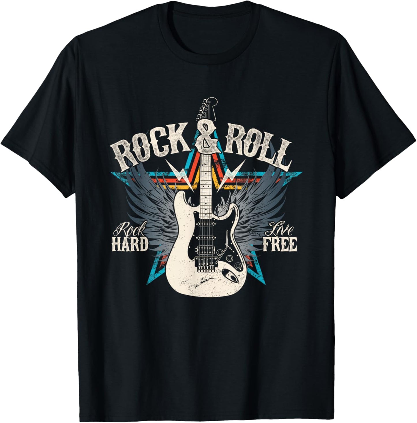 Classic Rock and Roll Guitar Concert T-Shirt - T-Shirt | Black