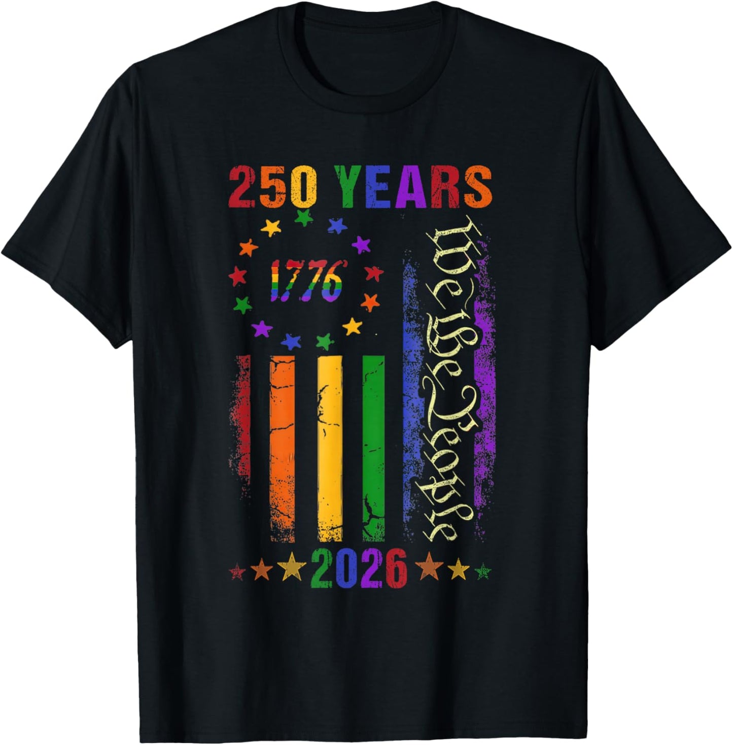 250 Years American 250th Anniversary USA 4th July LGBTQ T-Shirt - T-Shirt | Black