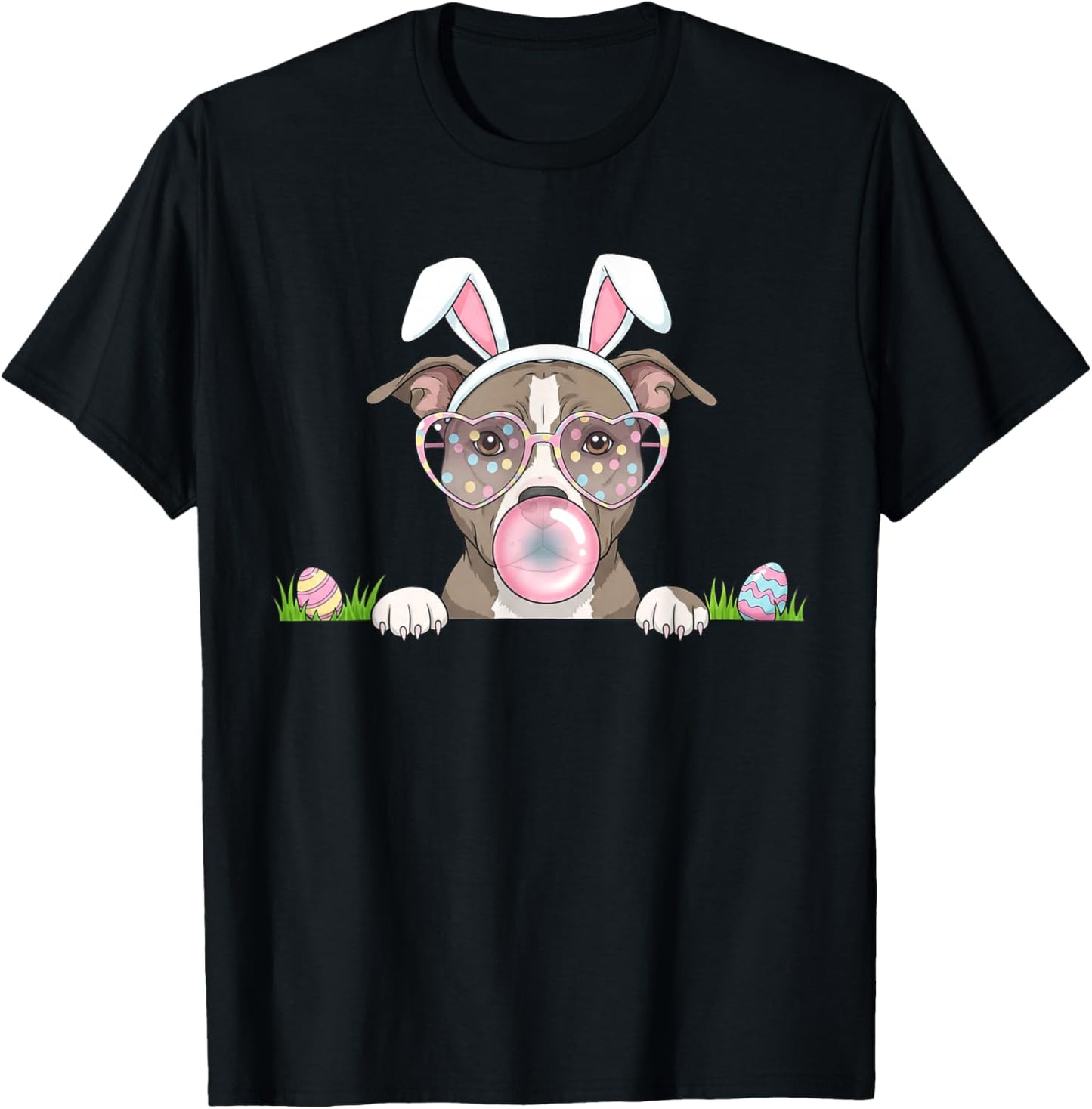 Pitbull Bunny Bubble Gum Easter Day Kids T-Shirt - T-Shirt | Black
