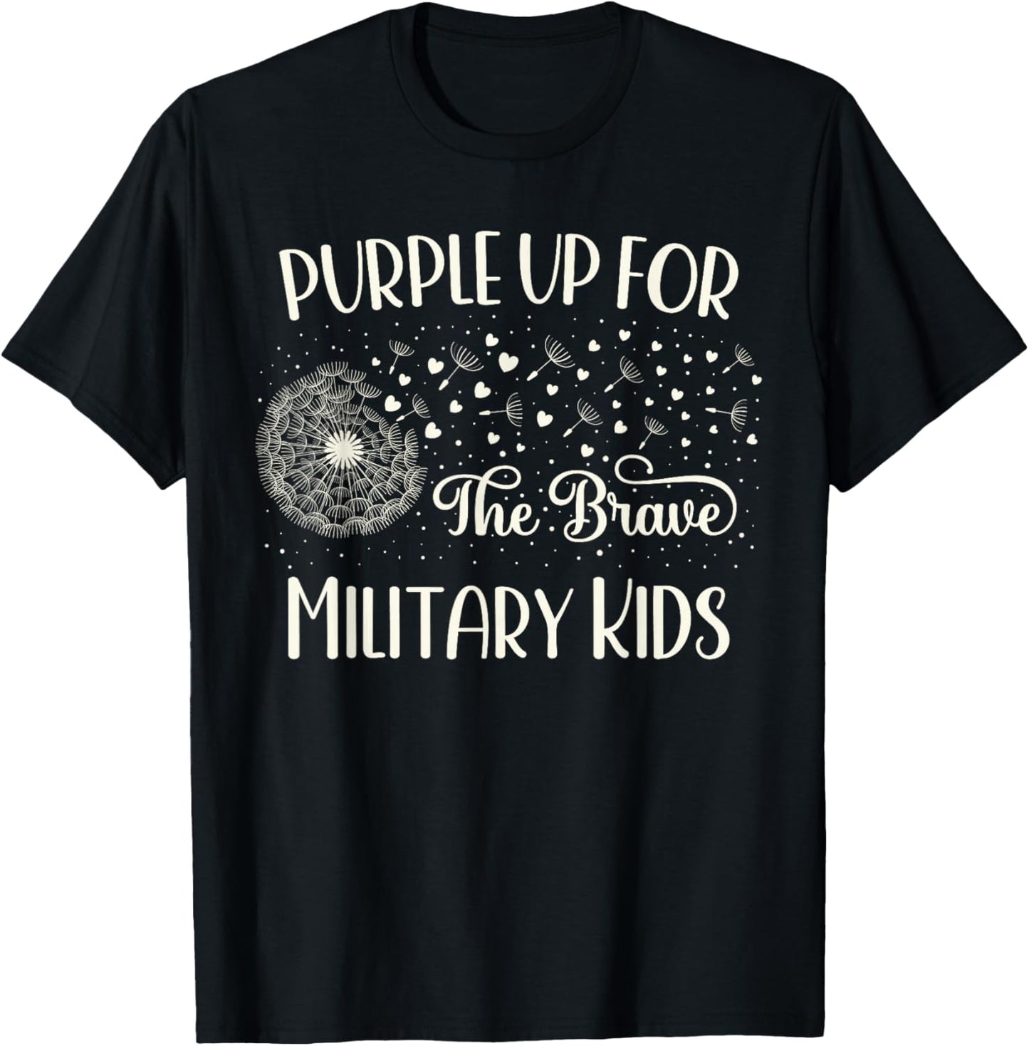 Military Child Month Shirt Dandelion Military Kids Purple Up T-Shirt - T-Shirt | Black