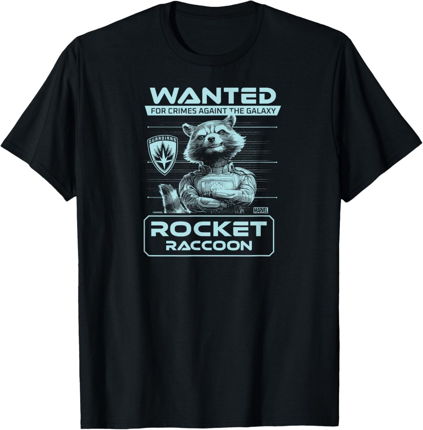 Guardians of The Galaxy - Rocket Raccoon Wanted Poster T-Shirt - T-Shirt | Black