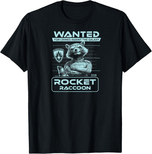 Guardians of The Galaxy - Rocket Raccoon Wanted Poster T-Shirt - T-Shirt | Black