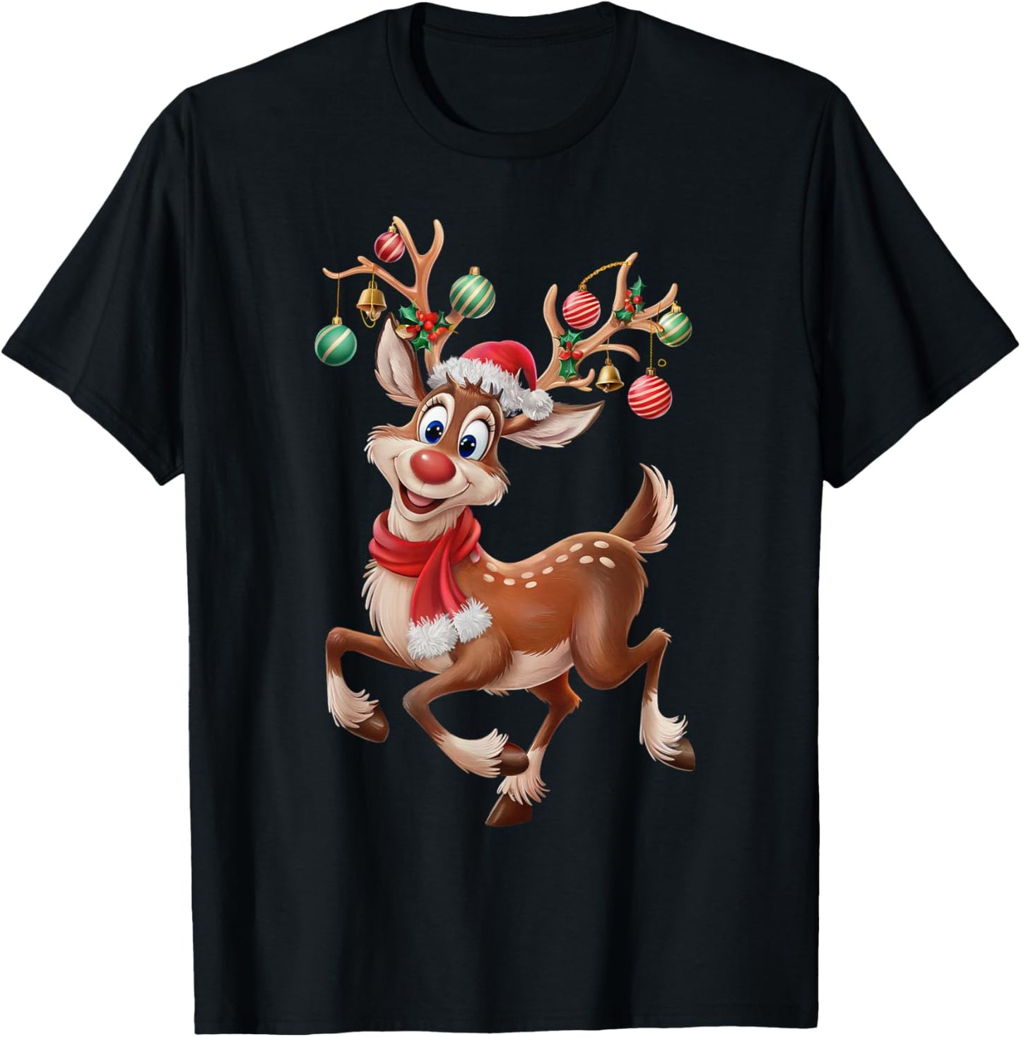 funny Rudolph The Red Nose Reindeer For Kids & Christmas boy T-Shirt - T-Shirt | Black