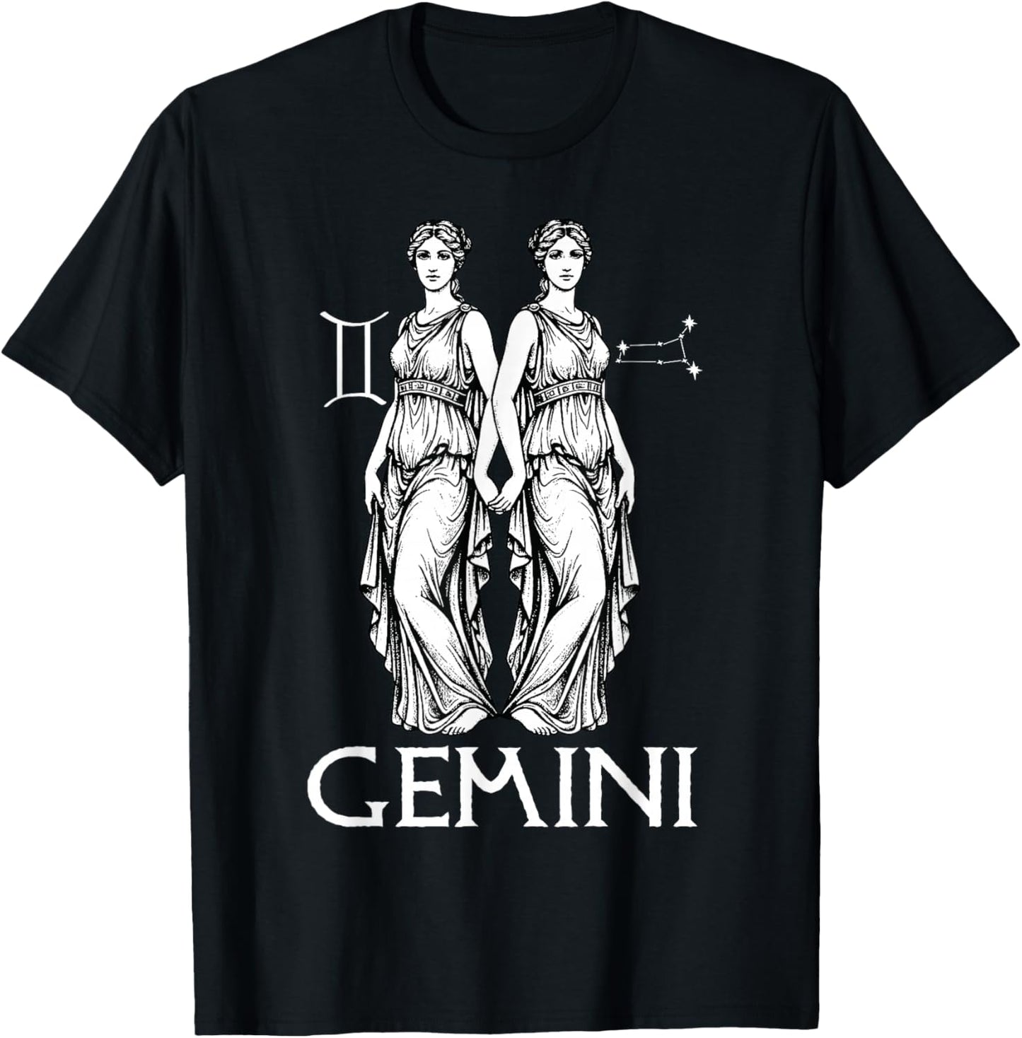 Gemini Zodiac Sign Astrology Horoscope Birthday Vintage T-Shirt - T-Shirt | Black