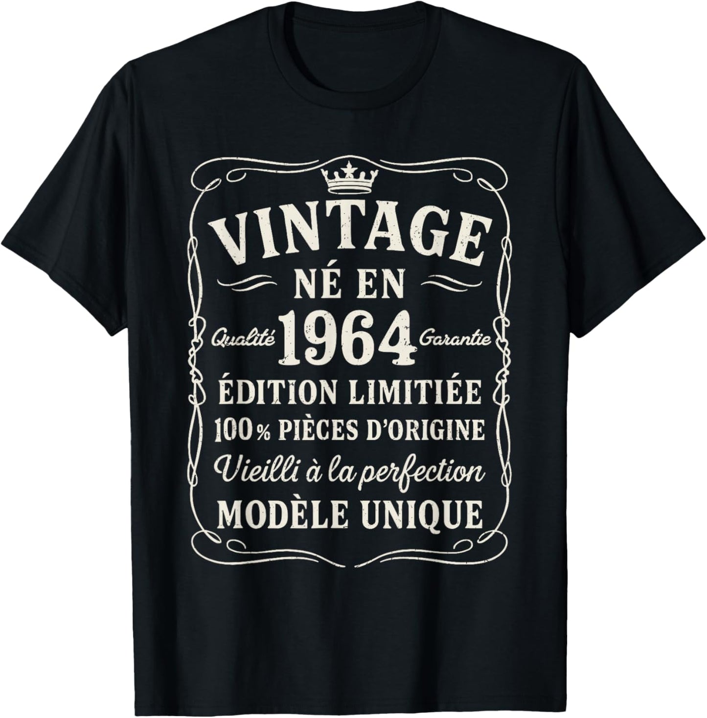 Birthday 62 Years Gift Vintage Born in 1964 62 Years Man T-Shirt - T-Shirt | Black