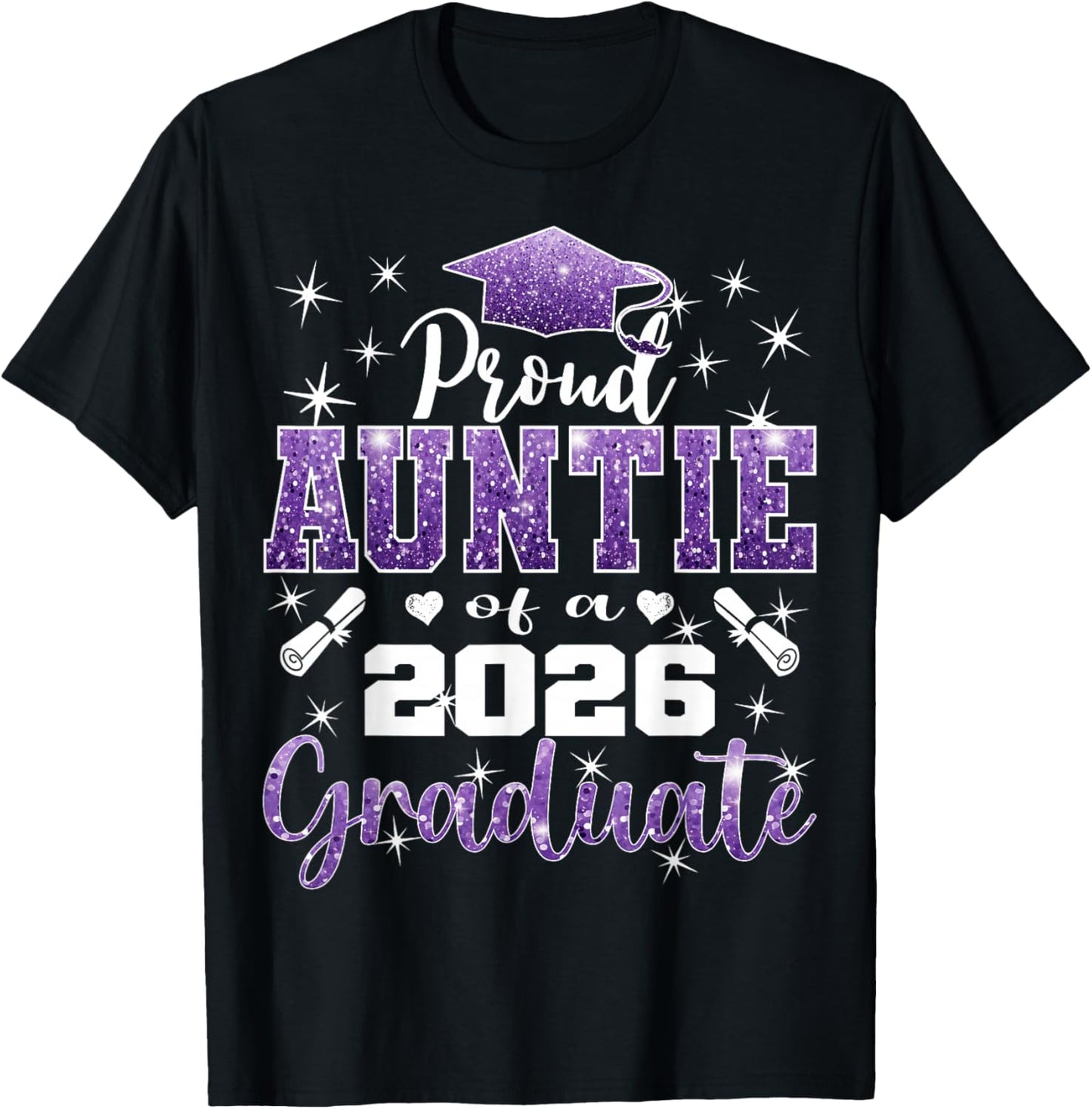 Super Proud Auntie of 2026 Graduate Senior Graduation Family T-Shirt - T-Shirt | Black