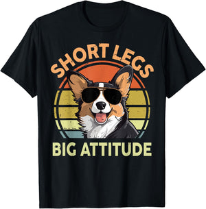 Funny Corgi Short Legs Big Attitude Corgi Gift Lover T-Shirt - T-Shirt | Black