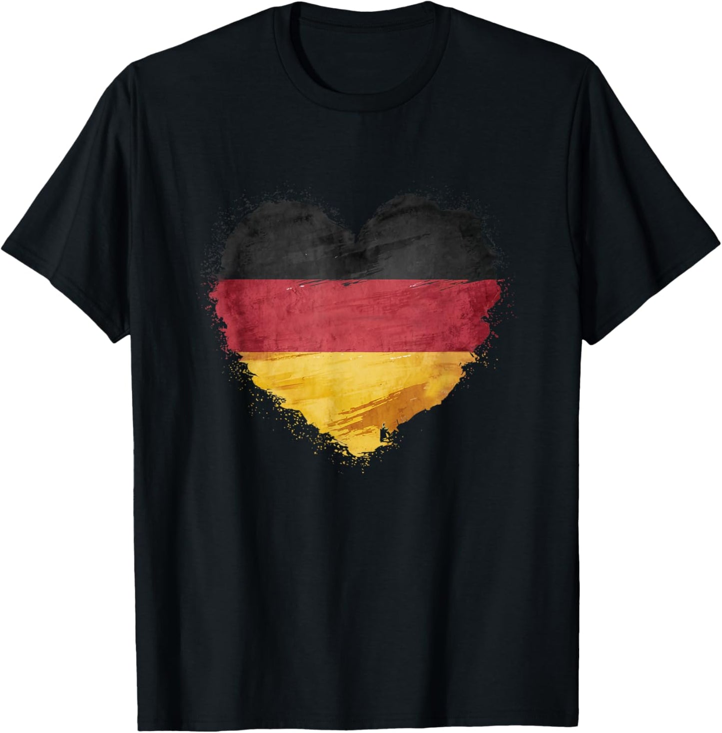 Deutsch Banner Fan Deutschland Flagge Herzform Kunst T-Shirt - T-Shirt | Black