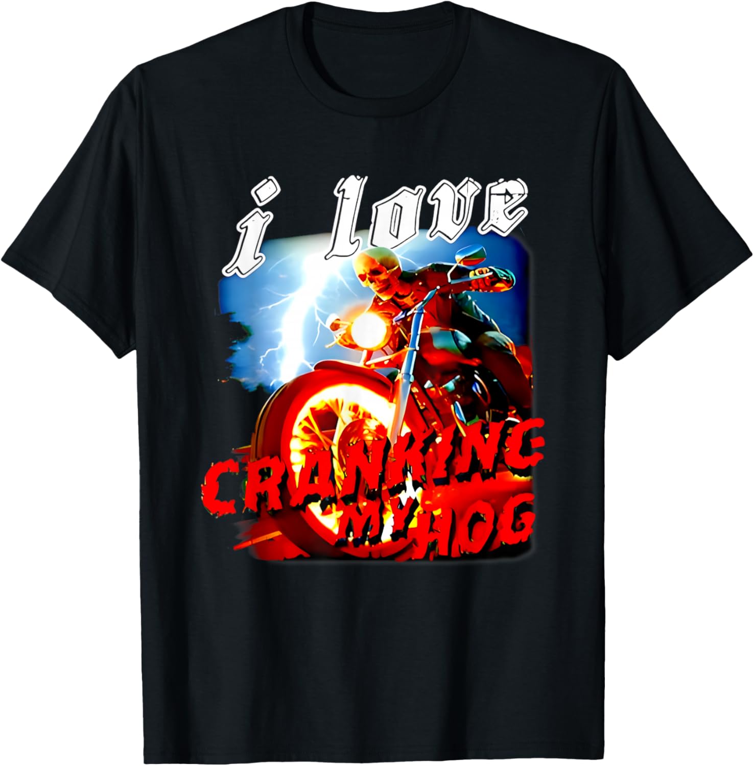 I Love Cranking My Hog Skeleton Racing T-Shirt - T-Shirt | Black