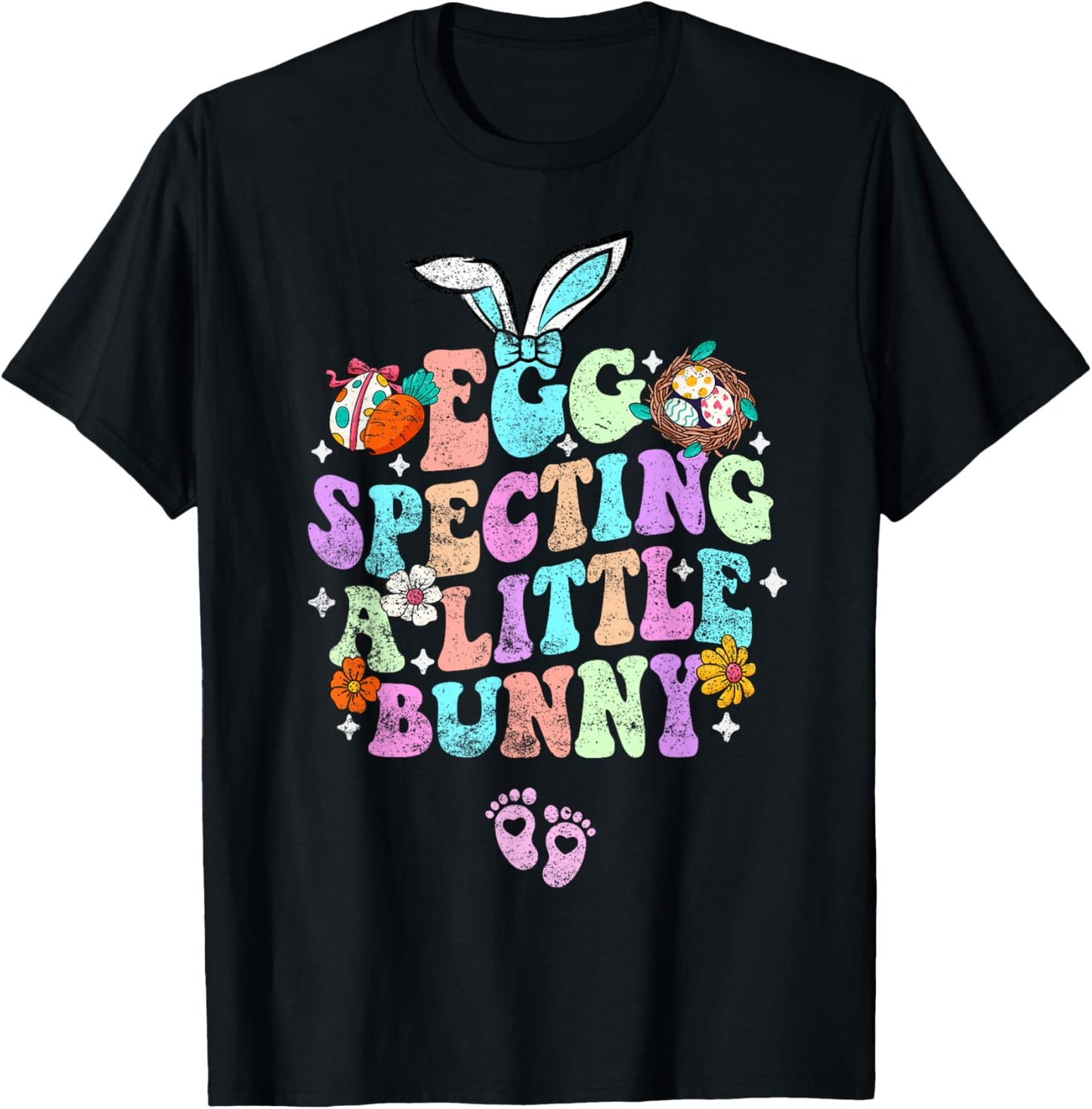 Egg Specting A Little Bunny Easter Pregnancy Announcement T-Shirt - T-Shirt | Black
