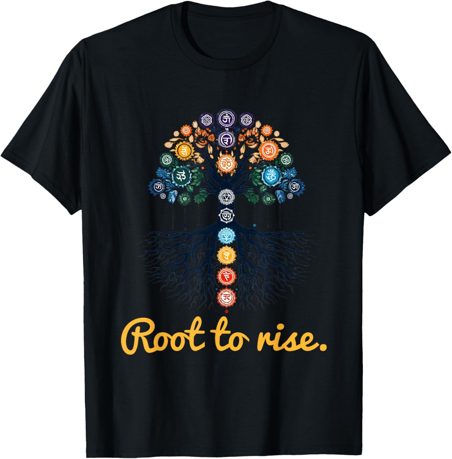 Tree Chakras ~ Root to Rise ~ Zen Yoga Chakra Meditation ~ T-Shirt - T-Shirt | Black