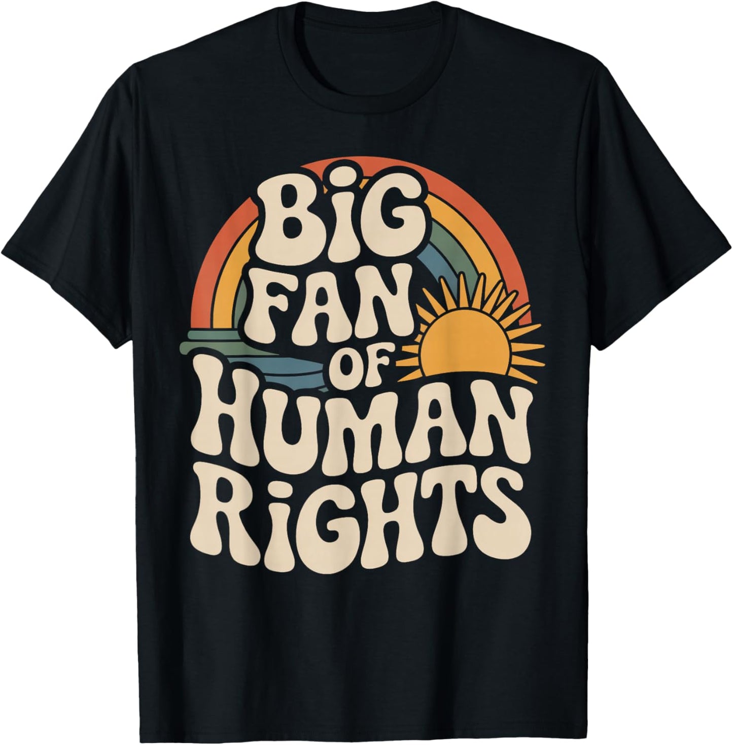 Classic Vintage Big Fan of Human Rights T-Shirt - T-Shirt | Black
