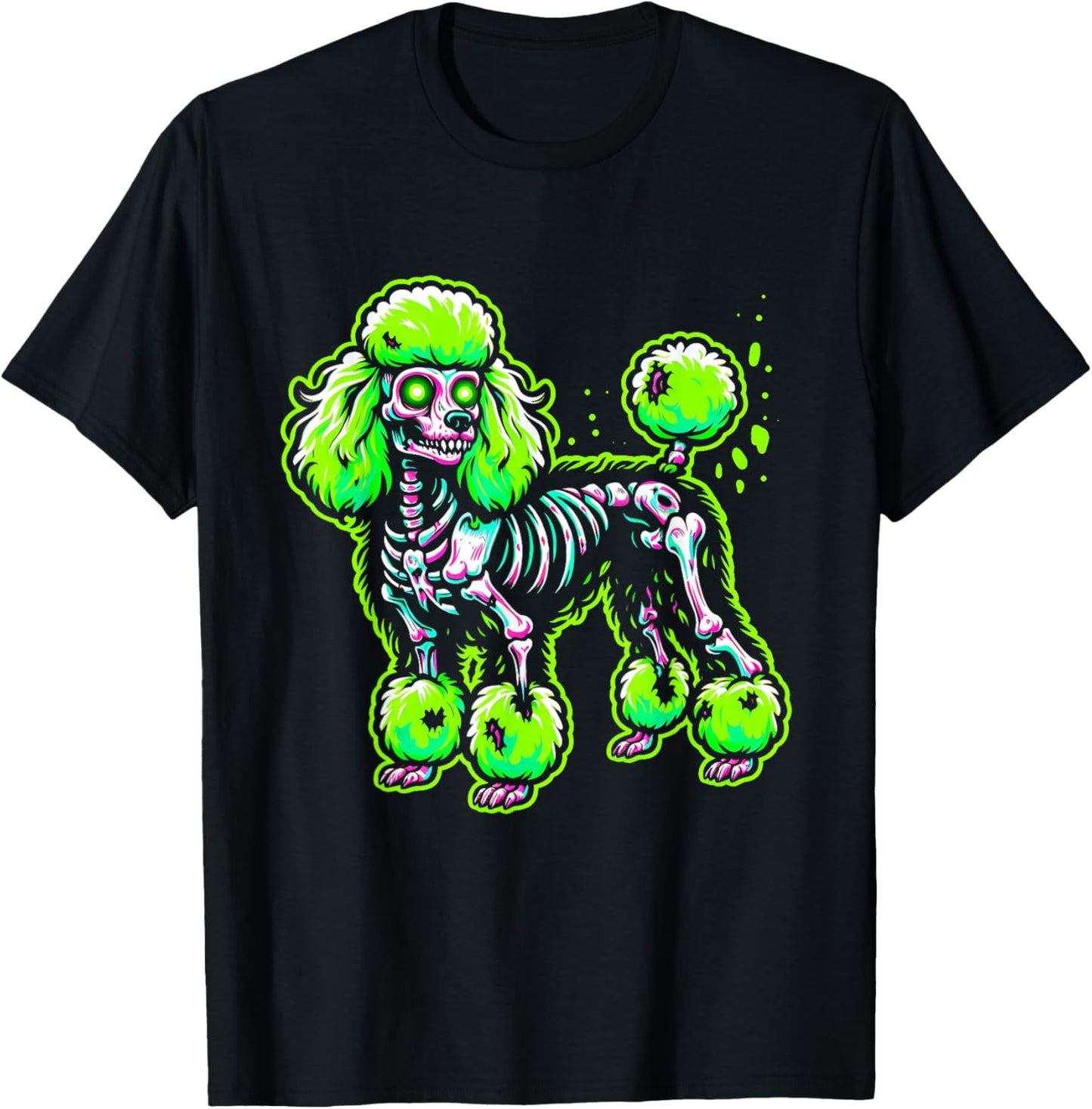 Zombie Poodle Dog Ghost Dark Halloween Horror Skeleton Gifts T-Shirt - T-Shirt | Black
