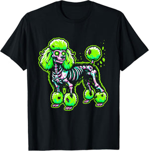 Zombie Poodle Dog Ghost Dark Halloween Horror Skeleton Gifts T-Shirt - T-Shirt | Black