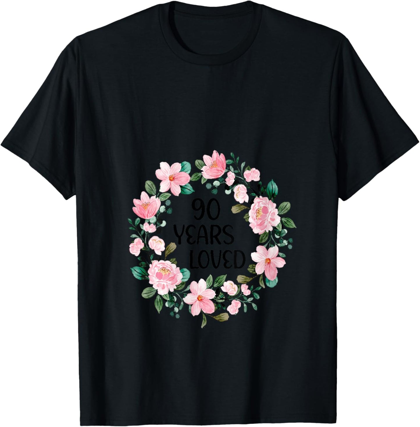 90 Years Loved Women Men 90 Years Old Cool 90th Birthday V-Neck T-Shirt - T-Shirt | Black
