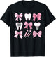 Cute Pink Coquette Bow Teeth Dentist Squad Dental Assistant T-Shirt - T-Shirt | Black